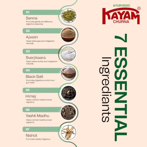 Image of Sheth Brothers Kayam Churan Ayurvedic Digestive Powder for Digestive Support Helps Reduce Acidity Supports Comfortable Digestion Herbal Formula 100gm (Pack of 6)