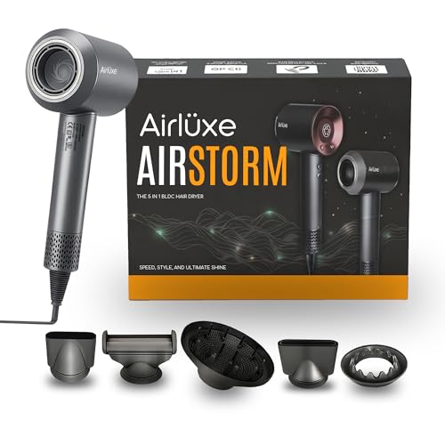 Image of Airluxe AirStorm BLDC Ionic Hair Dryer | 110,000 RPM High Speed Brushless Motor | Professional Hair Dryer for Women & Men | 9 Modes | Fast Drying | Frizz Control | 6 Amp household Plug