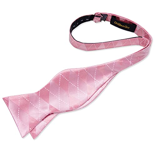 Image of DiBanGu Men Bow Tie Paisley Striped Self-Bow Tie for Men and Silk Woven Bowtie Pocket Square Cufflinks Wedding Party