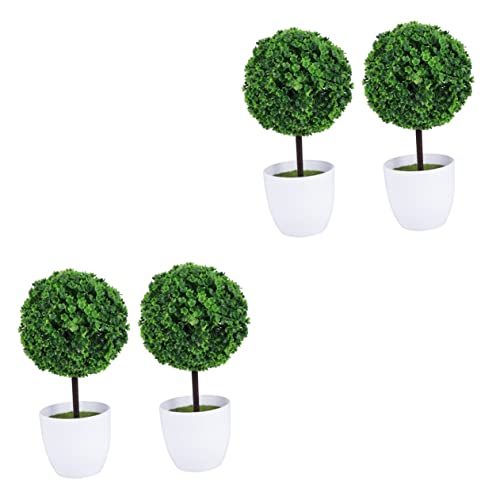Artibetter 4 Pièces Jardinière Ronde Artificielle Succulente Bonsaï Artificiel Intérieur Simulation De Buisson Artificiel Succulent Arbre Artificiel Fleur Artificielle Faux Arbres Boules De