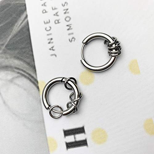 Hoop Earrings For Men With Spikes Cone Charm Dangle Silver 316L Stainless Steel Punk Hip Hop Rock Gothic Emo Style Kpop Earrings For Men Women Teen E Boys Girls #TOP1