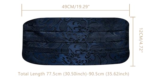 Image of YOHOWA Men Cummerbund Bow Tie Set Silk Paisley Formal Pre-Tied Bowtie Pocket Square Cufflinks Wedding Party Prom