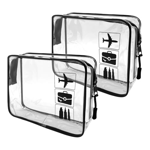 Skythrive 2 Piezas Neceser Transparente para Viaje, Bolsa de Cosméticos para Mujer y Hombre, Bolsa de Aseo para Transportar líquidos, Cumplir con los estándares de aviación