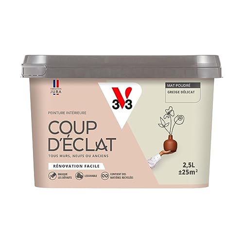 V33 Peinture murale intérieure Coup d'Éclat® Greige délicat Mat Poudré 2,5L