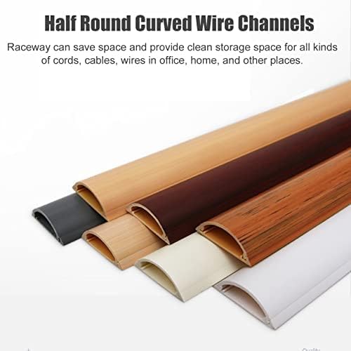 Ocultador De Cables De Grano De Madera De PVC, Organizador De Cables De Piso Semicircular, Canaleta De Cables Pintable, Respaldo Autoadhesivo para Debajo del Escritorio/Esquina,mi,Numero 3,Serene1
