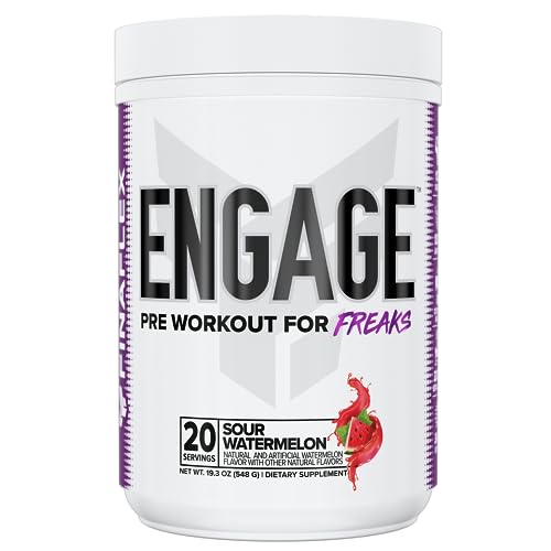 Image of FINAFLEX Engage Pre Workout, Sour Watermelon - Train Harder, Longer & Stronger - Includes Creatine, Beta-Alanine, Alpha GPC, Citrulline & Caffeine - 20 Servings