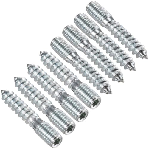 Image of TOP-VIGOR 8Pcs M10x50mm Double Headed Bolts Self Tapping Screw, Double Ended Dowel Screws, Screw Dowels Hanger, Threaded Lag Wood Screws and Machine Bolts for Wood Joint Furniture