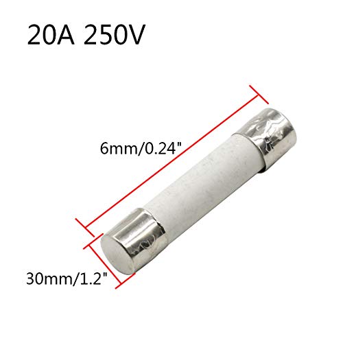 Hxchen 20Pcs 20A 250V Ceramic Fuse 6X30Mm Cartridge Fast Blow Tube For Power Strip Experiment Circuit Appliance Repair #TOP1