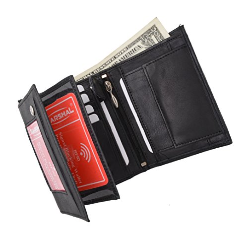 RFID Blocking Premium Leather European Style Bifold Trifold Wallet with ID Window (Croco Black)4