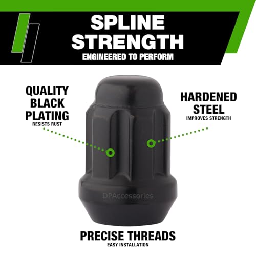 Image of DPAccessories Lug Nuts Compatible with 2017-2024 Tesla Model 3 | Black Spline Style | Aftermarket Aluminum Wheels Only | Set of 20 Wheel Nuts & 1 Tool | DTE30001A-BK /1