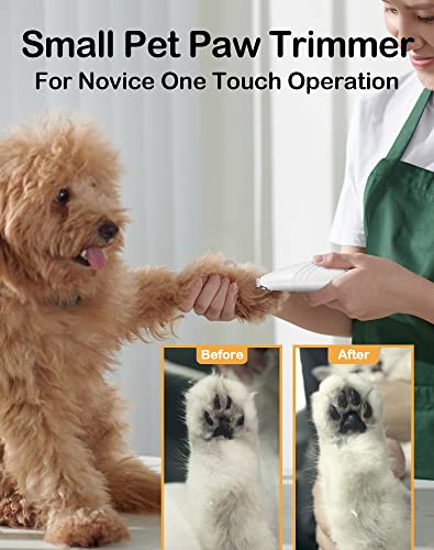 LEYOUFU Dog Paw Trimmer for Grooming, Cordless Electric Small Pet Grooming Clippers Hair Trimmer for Dogs Cats, Low Noise for Trimming Pet\'s Hair Around Paws, Eyes, Ears, Face, Rump (White)