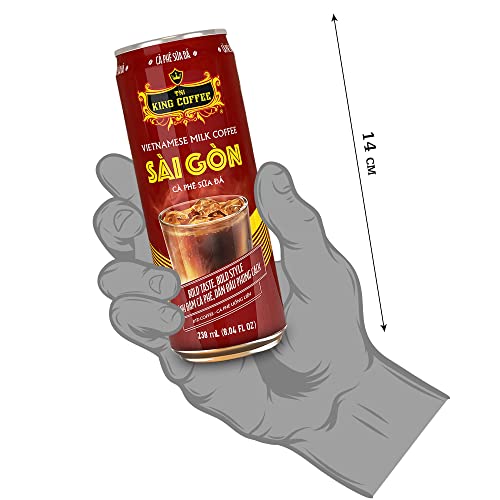 King Coffee Rtd - Ready To Drink Instant Vietnamese Iced Milk Coffee/ Black Cold Brew/ Latte Vanilla | Strong, Bold, And Unique Taste Ca Phe Sua Da 8.04 Fl Oz Can (238 Ml) (Vietnamese Iced Milk Coffee, Pack Of 6) #TOP3