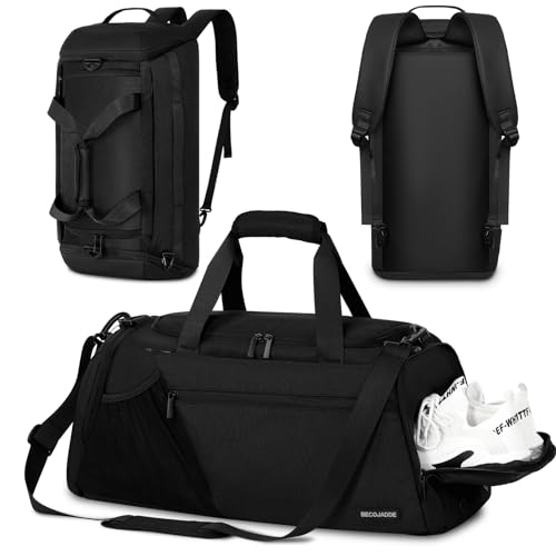 Gym Bags for Men Women 40L Large Gym Backpack Multiple Pockets Sport Duffle Bags with Shoe & Wet Compartment for Workout Travel Weekend Overnight Black