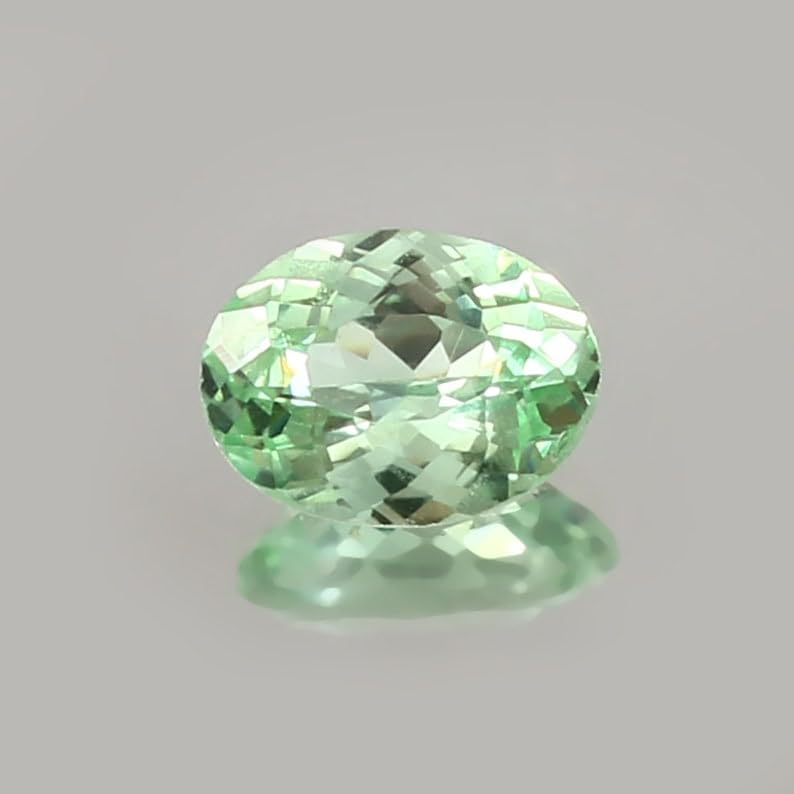 Pierre gemme saphir vert ceylan 8x6mm facettée pour création bague - 2