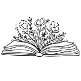 SwallowLiving 14 x 7 Inches Reading Sign Decor Book Lovers Teacher Gift Black Metal Book Flower Wall Art for Library,Reading Room,Living room or Bedroom