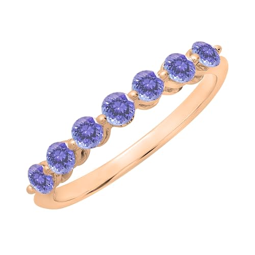 Dazzlingrock Collection Round Diamond or Gemstones Womens Bridal Seven Stones Stackable Anniversary Wedding Band,Available in Various Metal 10K/14K/18K Solid Gold