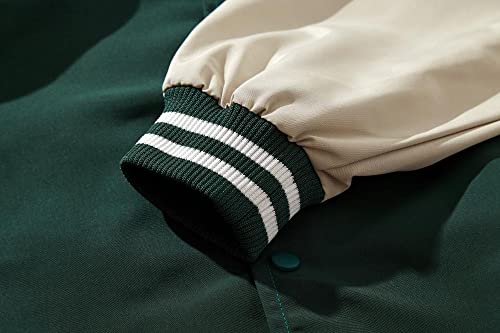 Crazzone Mens Varsity Casual Loose Baseball Bomber Sweatshirt Coat, Green, 3X-Large #TOP4
