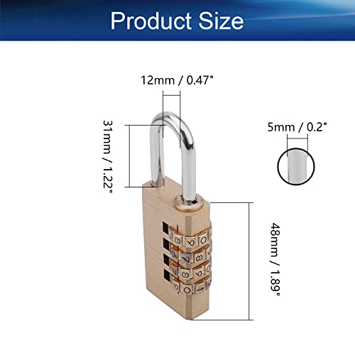 Image of 4 Digit Combination Padlock Solid Brass Padlock Heavy Duty Combination Lock Big 4 Rounds for Indoor and Outdoor Small Safety Luggage 2Pcs