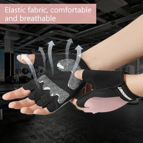 Image of PROBEROS Gym Gloves for Woman Workout, Breathable Fingerless Gym Gloves with Anti-Slip Silione Palm, Adjustable Wrist Closure Workout Gloves for Weightlifting, Training, Cycling, Size-M