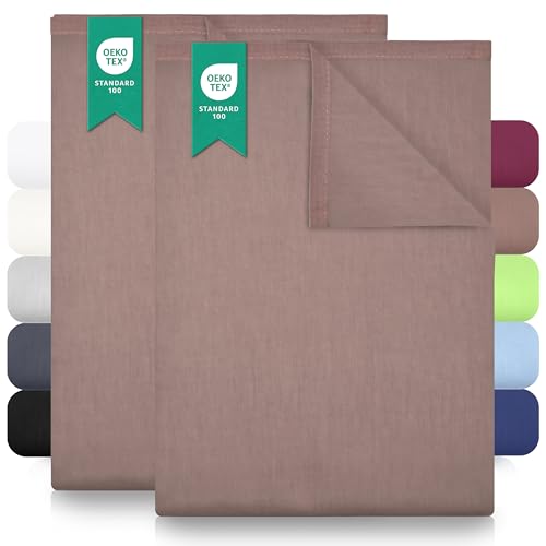 Green Mark Klassische Bettlaken – 2er Pack Flache Laken aus 100 % Baumwolle, ohne Gummi, hautfreundlich, pflegeleicht, bei hohen Temperaturen waschbar - Sand/Beige - 140x200 cm