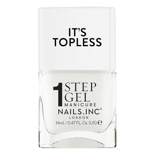 Nails Inc It's Topless Gel-Like Nail Polish, 4-in-1 Base Coat, Treatment, Colour & Top Coat, Long Lasting, Strong, Chip Free Nails, Glossy Salon Quality Manicure, Air Dry Nail Polish, Emma, 14 ML