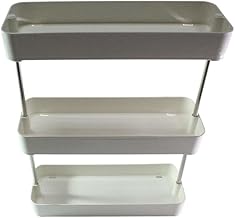 رفوف تخزين من 3 مستويات بتصميم عربة، منظم قائم محمول للمطبخ والحمام والمكتب (لون أبيض)