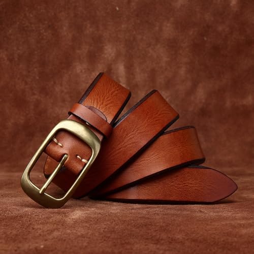 Full Grain Distressed Leather Belts for Everyday Casual Jeans, 1.5" Handmade Waist Strap with Solid Brass Buckle4
