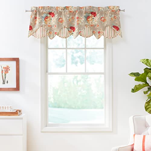 Waverly Sanctuary Rose 52" X 18" Short Valance Small Window Curtains Bathroom, Living Room And Kitchens, Clay (Kitchen Valances For Windows) #TOP5