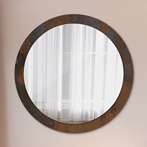 Miroir mural rond rustique métallique fi90 pour décoration intérieure chic