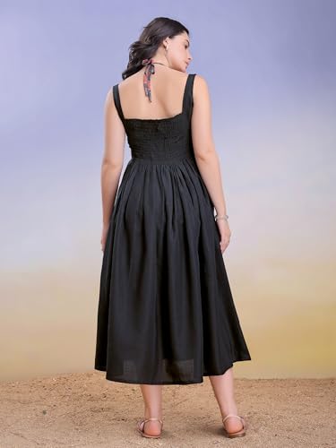 Image of PURVAJA Women's Midi Cotton Blend Dress (Floe-246-250)