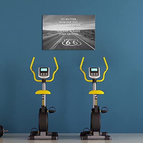 Artsbay Route 66 Wall Art Black & White Route 66 High Way Road With Motivational Quote Usa Pictures Canvas Print Framed For Man Cave Bar Home Garage Office Living Room Wall Decoration #TOP2