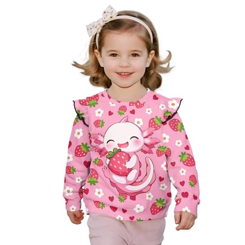 Toddler Girls Sweatshirt 1-8 Years Long Sleeve Shirt Crewneck Pullover Ruffle Tee Tops Fall Clothes