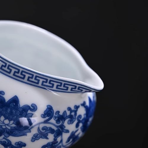 Mozacona Ceramic Blue and White Creamer Pitcher for Sauces Salad Coffee Milk Tea More