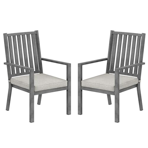 FansaFurn Patio Dining Chairs Set of 2, Aluminum Outdoor Patio Chairs with Waterproof Cushions, Metal Outdoor Patio Furniture Set for Porch, Balcony, Deck, Backyard, Grey by FansaFurn - Used condition - US$140.68