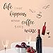 decalmile Pegatinas de Pared Cocina Botella de Vino Vinilos Decorativos Letras y Frases Café Adhesivos Pared Comedor Salón Armario