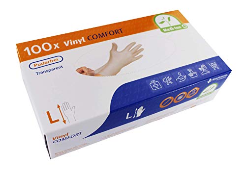 Medi-Inn+ Vinyl Comfort Einweghandschuhe, Gr. L, 1 x 100er-Pack, Untersuchungs- und Schutzhandschuhe – Bild 3