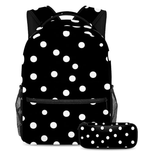 Mini sacs d'école noirs et blancs à pois pour le quotidien des garçons et filles