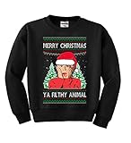 Shark & Hammer Merry Christmas Kid Ugly Christmas Sweater Unisex Boys Girls Crewneck Sweatshirt, Black, Medium