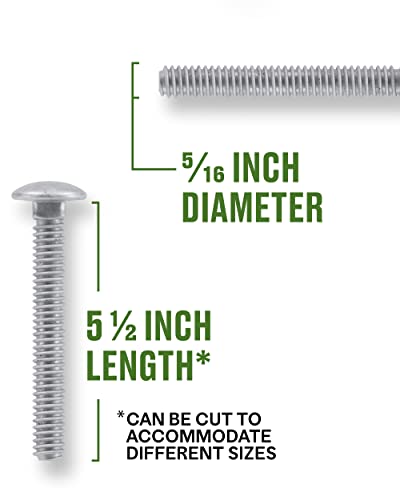 Image of Hillman Galvanized Carriage Bolt 5 /16 inch x 5-1 /2 inch, 50 Count, Blunt Point, Alloy Steel, Self-Locking Round Head Fasteners, Wood and Metal, No Washer Needed, Rust-Resistant (812561)