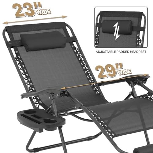 Monibloom A15-LC-003-2P-BK-29-FP 29-Inch Oversized Zero Gravity Chairs Set Of 2 thumb #6