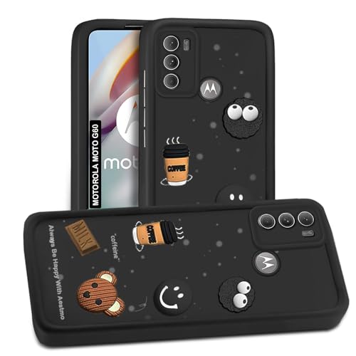 Image of AESTMO Back Case Cover for Moto G60 / G40 Fusion Cover | Cute Fun Cartoon 3D Ball | Coffee Silicone Case | Full Body Protection | Camera Protection Back Cover for Moto G60 / G40 Fusion (Black)