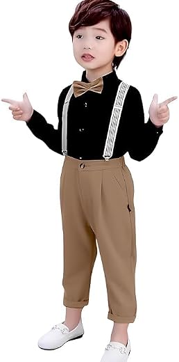 Arihant Traders Kid's &amp; Baby Boy Slub Soft Lycra Full Sleeves Shirt and Pant &amp; Suspender Dungaree Set