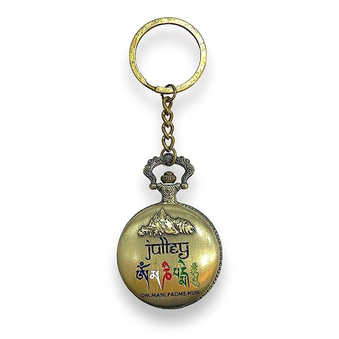 Image of Blue Aura Premium Pocket Watch Metal Keychain Retro Vintage for Gifting with Key Ring Anti-Rust (BA-KWIC-7)
