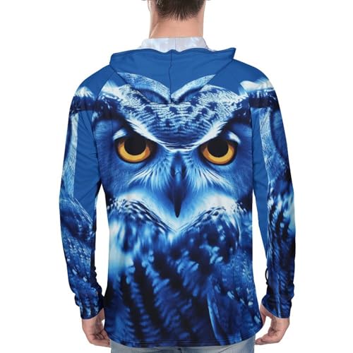 Men's Sun Shirts UPF 50+ Rash Guard Long Sleeve Sun Protection Hoodie Blue Owl Lightweight Shirt 3XL3