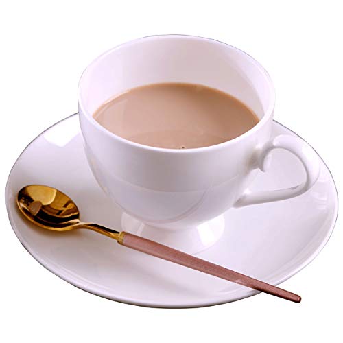 MMFXUE Juego de Cuchara y platillo para Taza de té de Porcelana Fina Vintage, Adornos Dorados, decoración Fina para Comedor y Mesa, Taza y platillo para expreso Cover