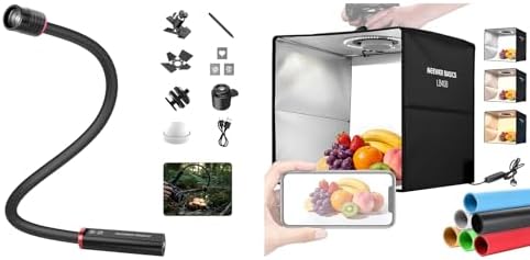 NEEWER Basics ML01 USB C LED Light for Macro Photography 4W IP54 Bendable Spotlight with GOBO Accessories + Basics LB40B Photo Studio Light Box 16"x16"x15" Bi Color Folding Photo Booth Shooting Tent image 4