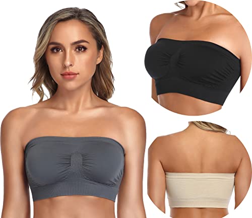 Image of Strapless Comfort Wireless Bra with Slip Silicone Bandeau Bralette Tube Top