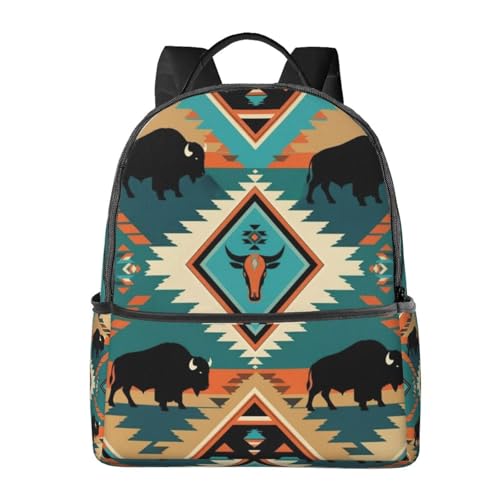 Theft Waterproof Daypack, Suitable for Travel, Hiking, Camping College Native American Aztec Pattern Backpacks