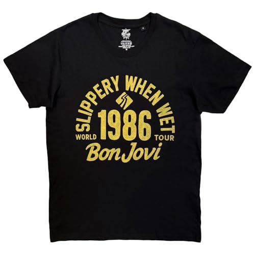T-shirt Bon Jovi 1986 World Tour top noir de musique vintage pour homme et femme