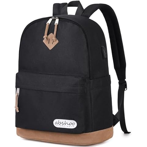 abshoo Plain Big Student Backpack For School Men Middle High School Backpacks Teen Boys Bookbag Travel Daypack (Black) Cover